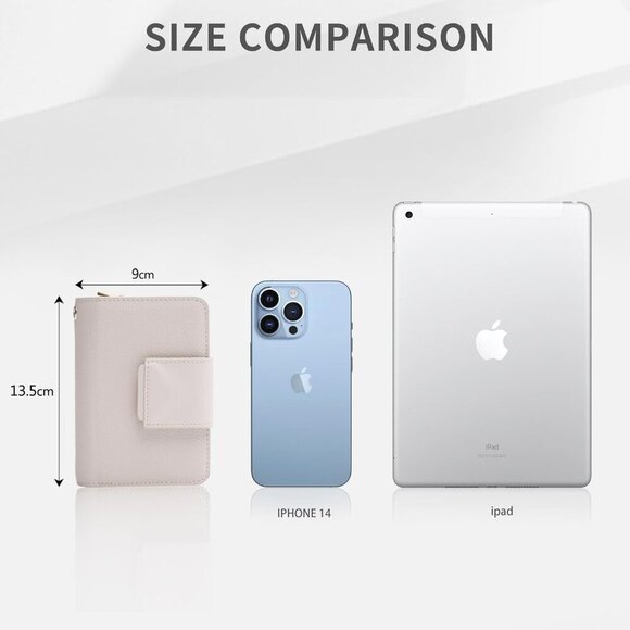 Small Leather Wallet RFID Blocking Compact Bifold Purse Women Wristlet - Picture 5 of 6